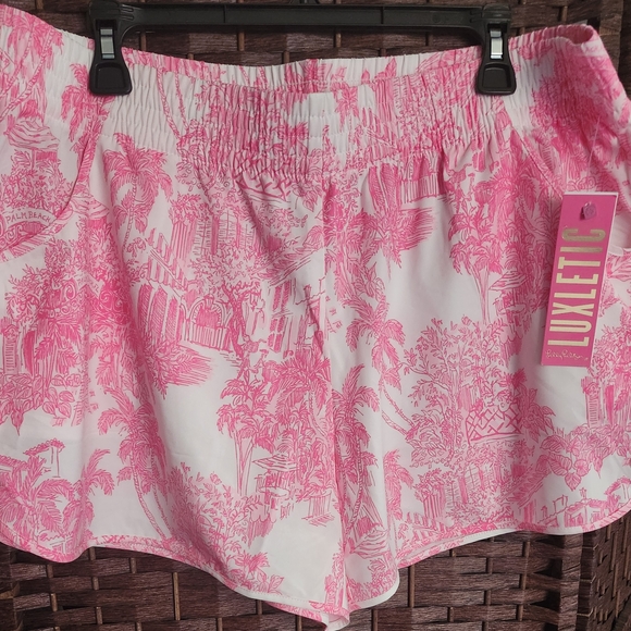Lilly Pulitzer Luxletic Pink and White Patterned Shorts - Picture 1 of 1